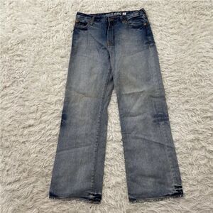 GUESS JEANS Women's 16 Blue Grunge Distressed Denim Wide Leg Faded Streetwear